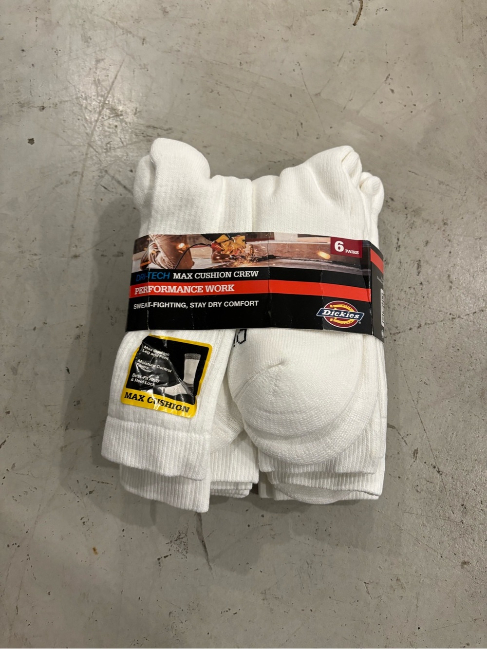 Dickies White Max Cushion Crew Socks - 6 Pack